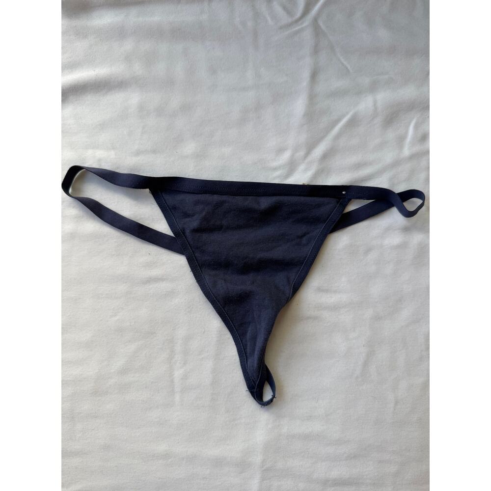 NWOT Mudd Intimates Cotton G-String Thong Blue Strap Detail Size M